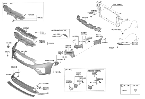 2019 Kia Forte  Bracket-Fr Bumper Up Diagram for 86551M7000