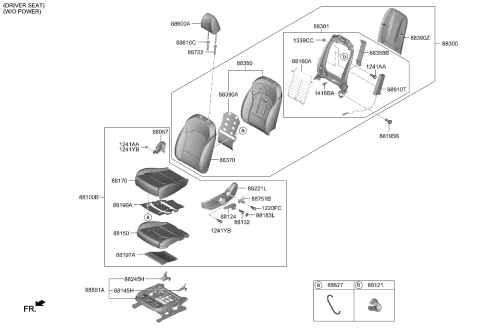 2021 Kia Forte  Front Cushion Covering Left Diagram for 88160M7000B4P