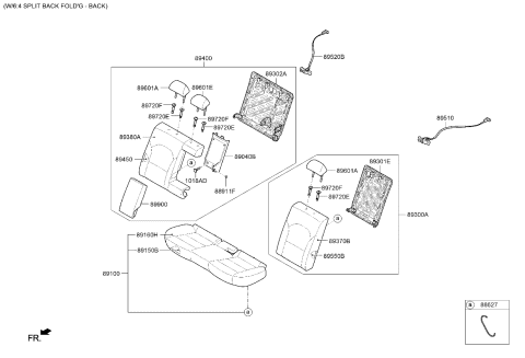2020 Kia Forte  Latch Assembly-Rear Seat Diagram for 89T60M7000