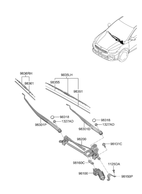 2021 Kia Forte  WIPER BRKT-COWL, FRT Diagram for 98150M6000