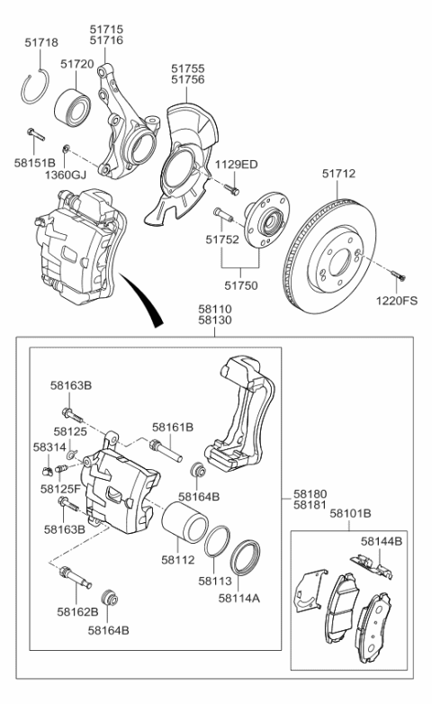 2011 Kia Soul  Spring-Pad Diagram for 581442C000