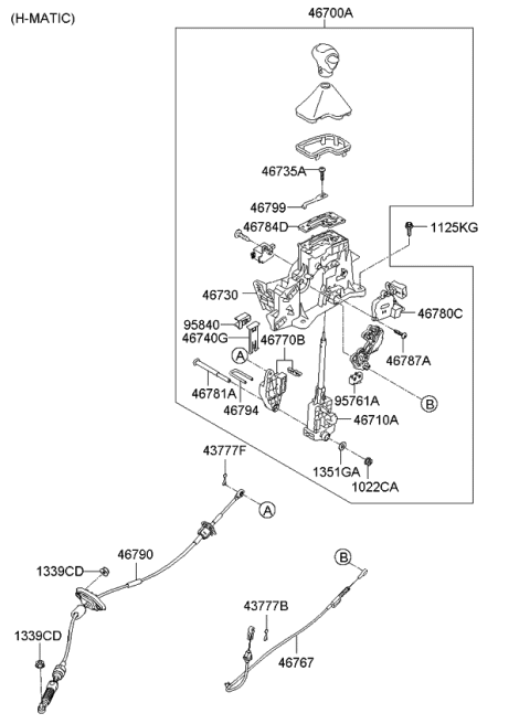 2011 Kia Soul  Bracket Assembly-Shift Lever Diagram for 467301J000