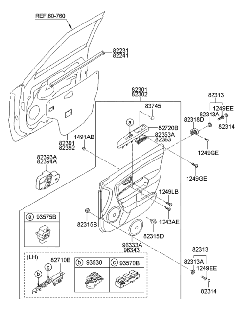 2011 Kia Soul Power Window Main Switch Assembly Diagram for 935702K000WK