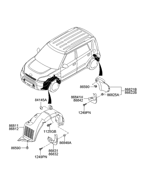2009 Kia Soul  Guard Assembly-Rear Wheel Diagram for 868212K000