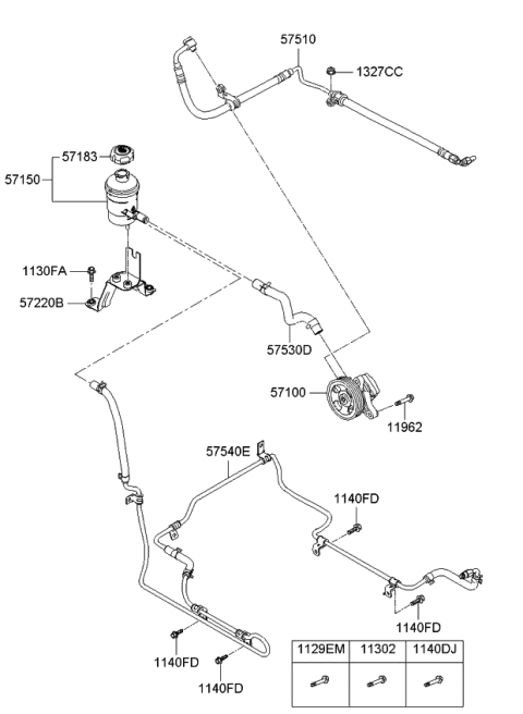2006 Kia Sorento  Cap Assembly-Reservoir Diagram for 571534D000