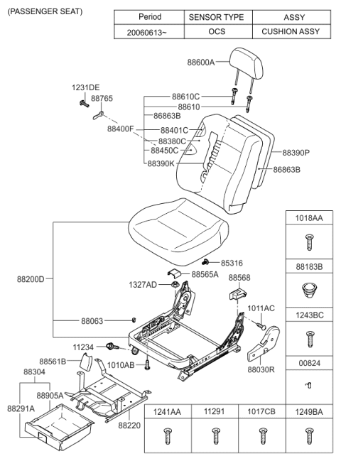 2007 Kia Sorento  Tray Assembly-Seat Under Diagram for 882993E000CY