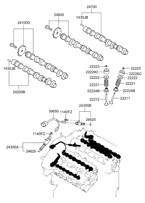 2006 Kia Sorento  Camshaft Assembly-Intake Diagram for 249003C850