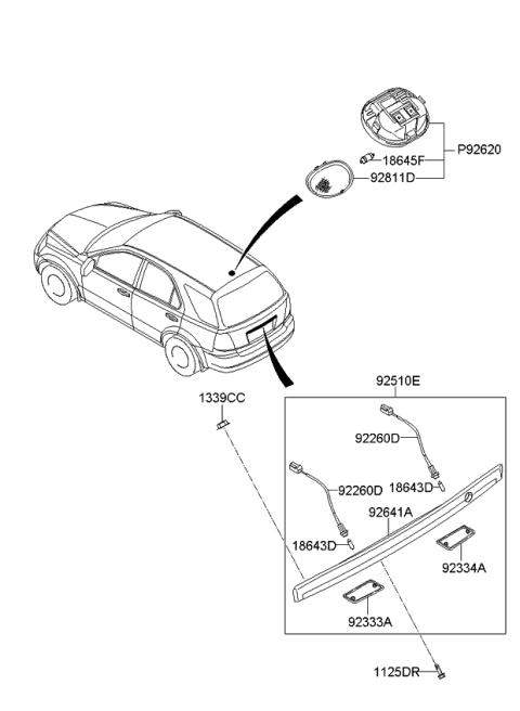 2006 Kia Sorento  Lens-RH Diagram for 925123E500