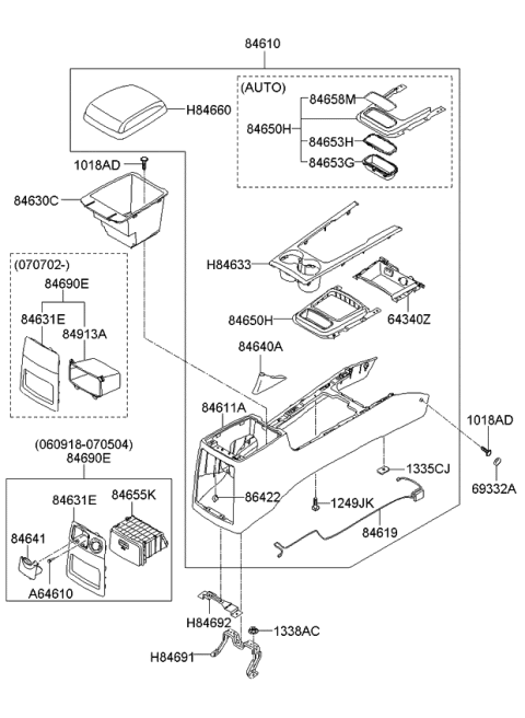 2007 Kia Sorento  W/H Assembly-Console Diagram for 846193E520