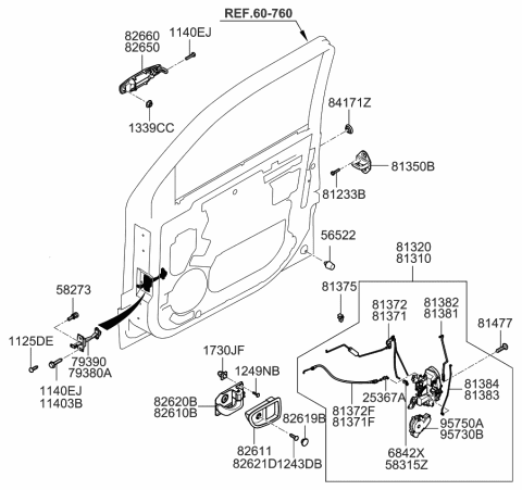 2008 Kia Sorento  Front Door Locking Actuator Assembly Left Diagram for 957353E010