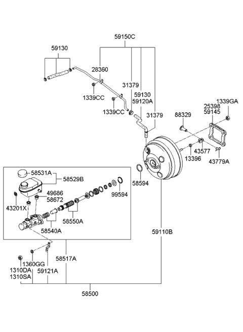 2008 Kia Sorento  Pipe Assembly-Vacuum Diagram for 591403E000