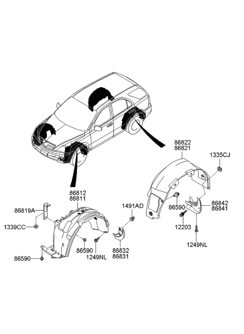 2006 Kia Sorento  Guard Assembly-Rear Wheel Diagram for 868423E500
