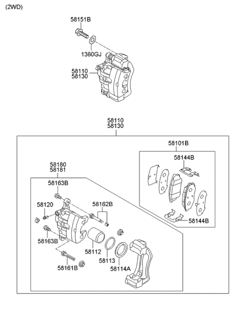 2012 Kia Sportage  Pad Kit-Front Disc BRAK Diagram for 581012SA51