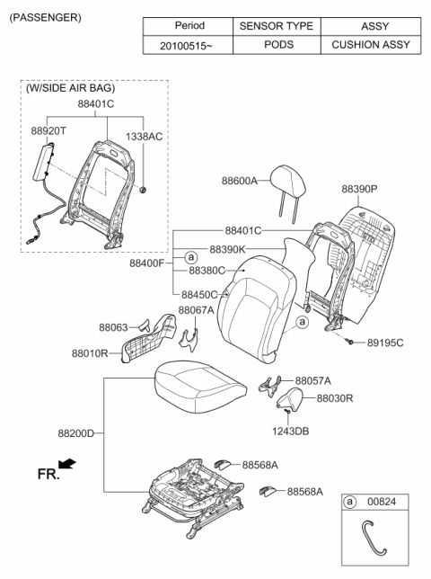2011 Kia Sportage Frame Assembly-Front Seat B Diagram for 884103W050
