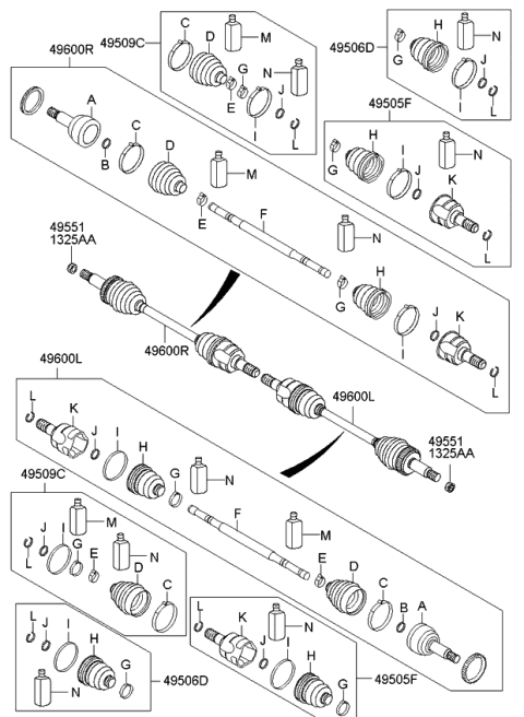 2010 Kia Sportage  Shaft Assembly-Drive Rear Diagram for 496012Y000