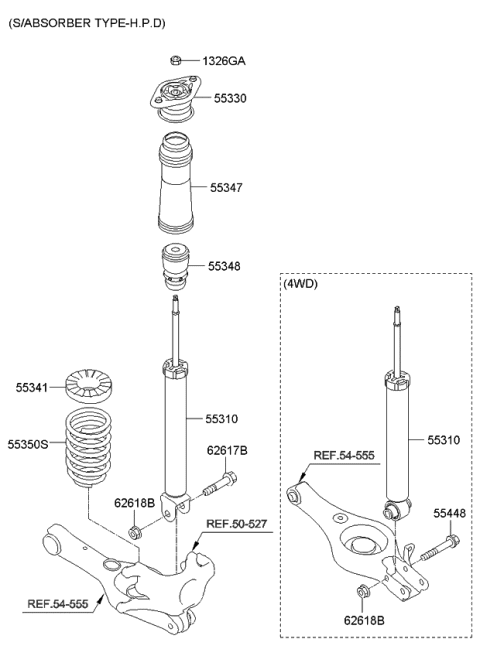2013 Kia Sportage  Rear Shock Absorber Assembly Diagram for 553112S011