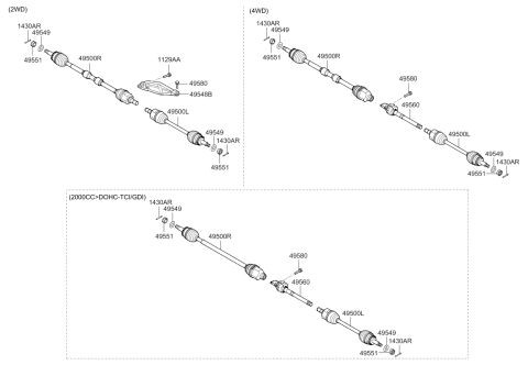 2012 Kia Sportage  Joint Assembly-Cv LH Diagram for 495003W400