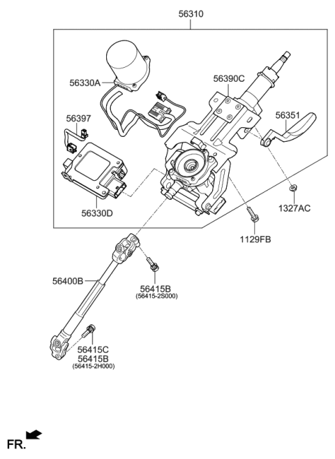 2012 Kia Sportage  Column Assembly-Upper Diagram for 563102S902