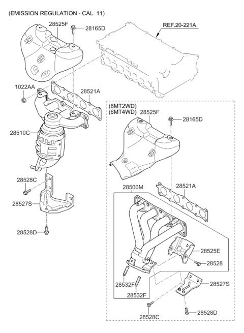2010 Kia Sportage  Stay-Exhaust MANIFOL Diagram for 285272G400