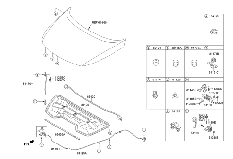 2012 Kia Sportage  Clip-Hood Stay Rod Diagram for 8117421010