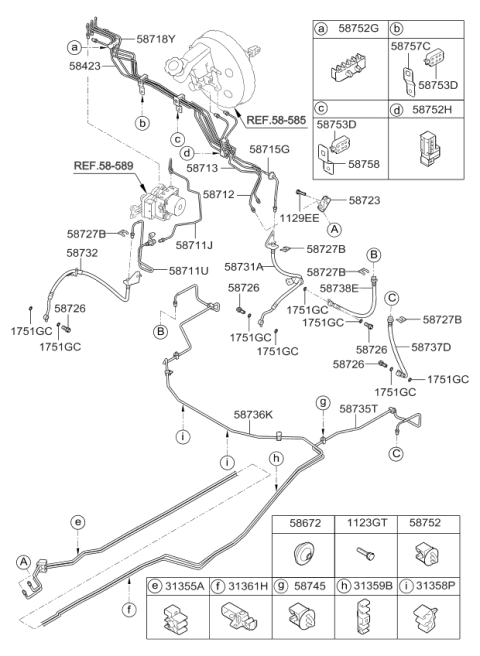 2013 Kia Sportage  Tube-Master Cylinder To Hydraulic Unit Diagram for 587183W200