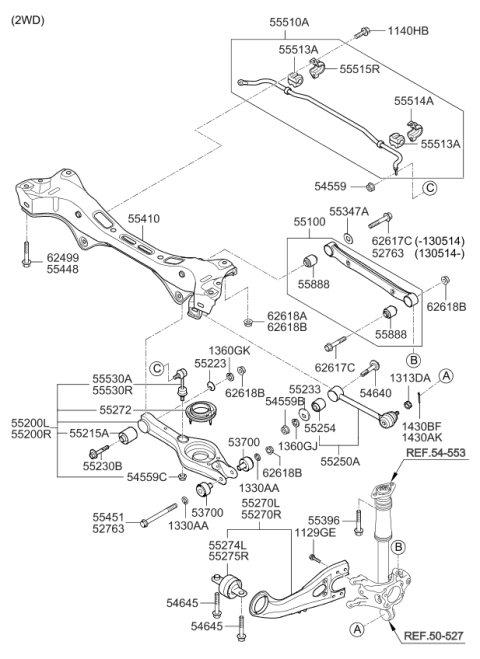 2010 Kia Sportage  Arm & Bush Assembly-Suspension Diagram for 551002S050