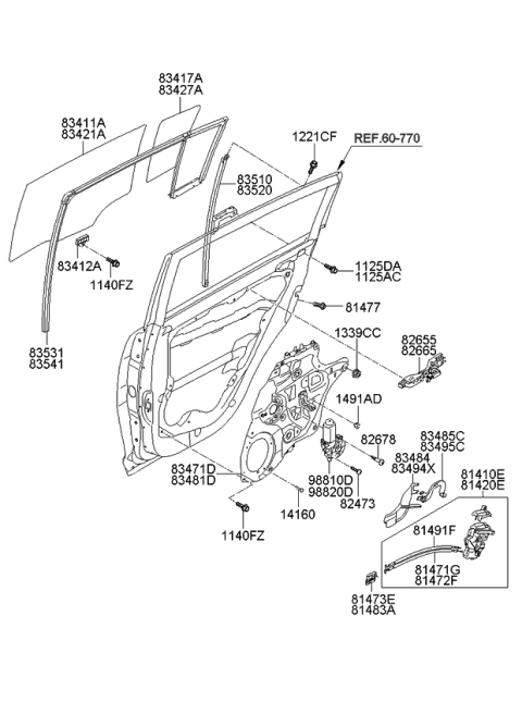 2010 Kia Sportage  Connection Cage-Door Inside Diagram for 826303W000