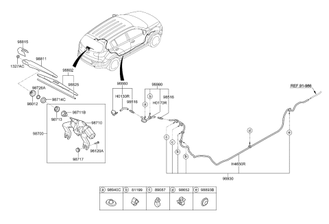 2011 Kia Sportage  Rear Wiper Blade Assembly Diagram for 988503W000
