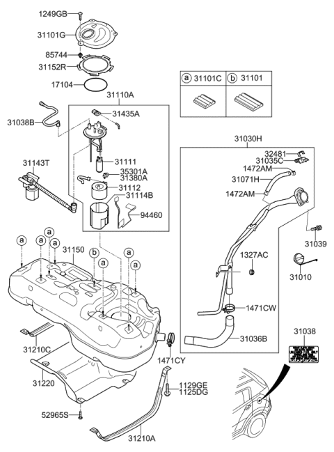 2013 Kia Sportage  Fuel Pump Sender Assembly Diagram for 944602S500
