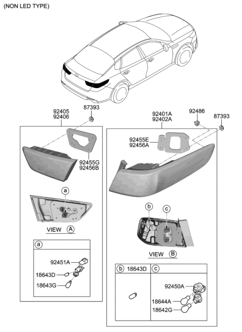 2020 Kia Optima  Rear Holder & Wiring Diagram for 92480D4600