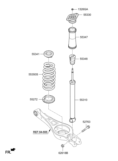 2020 Kia Optima Pad-Rear Spring, Lower Diagram for 55360D5000