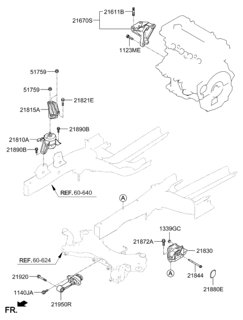 2019 Kia Optima  Bracket Assembly-Transmission Diagram for 21830D4200