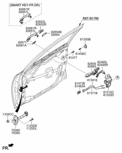 2019 Kia Optima  Front Door Latch & Actuator Sub Assembly, Left Diagram for 81315D5000