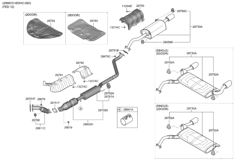 2014 Kia Forte Koup  Rear Muffler Assembly Diagram for 28710A7770
