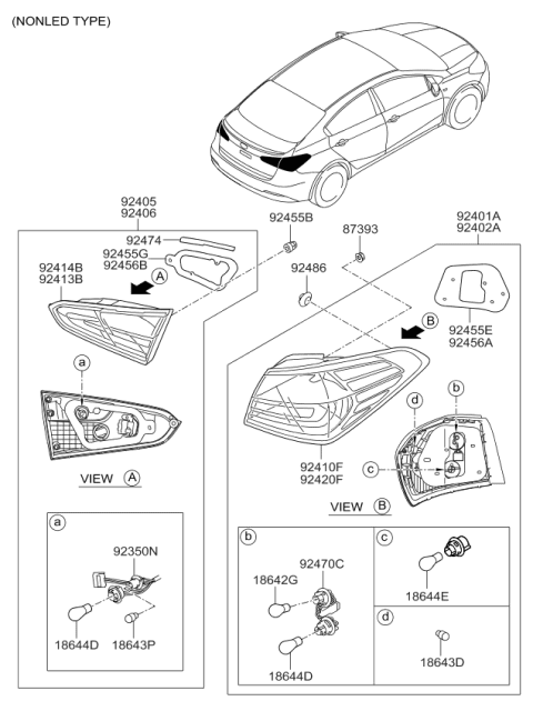 2016 Kia Forte Lamp Assembly-Rear Combination Diagram for 92401A7000