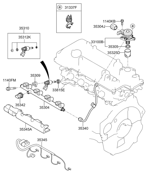 2014 Kia Forte Koup  Injector Assembly-Fuel Diagram for 353102B120