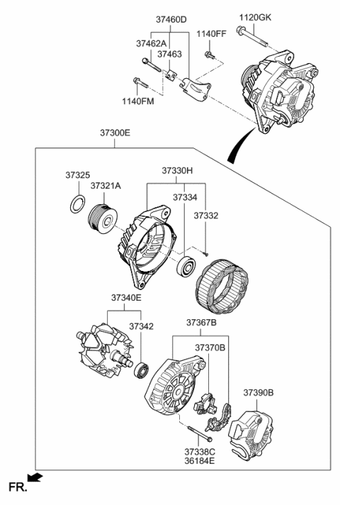 2014 Kia Forte Koup  Alternator Assembly Diagram for 373002E200