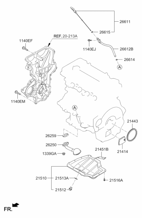 2015 Kia Forte Koup  Oil Level Gauge Rod Assembly Diagram for 266112B610