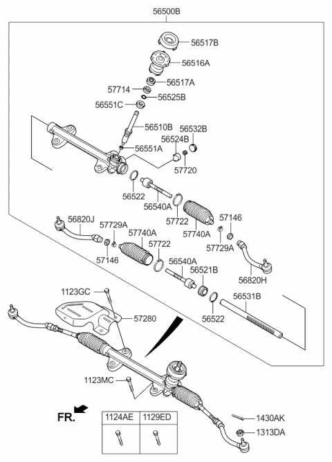 2014 Kia Forte Koup  Gear Assembly-Steering Diagram for 56500A7000
