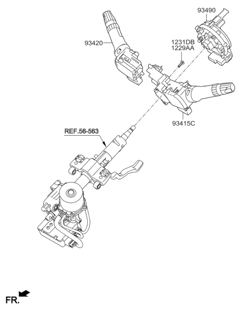 2015 Kia Forte Koup  Clock Spring Contact Assembly Diagram for 93490A4120