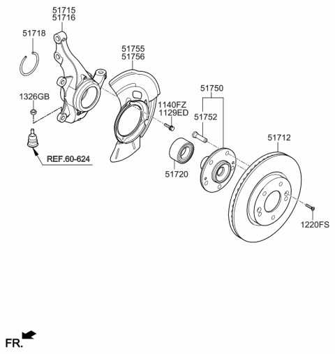 2015 Kia Forte Koup  Front Wheel Hub Bearing Diagram for 517200Q000