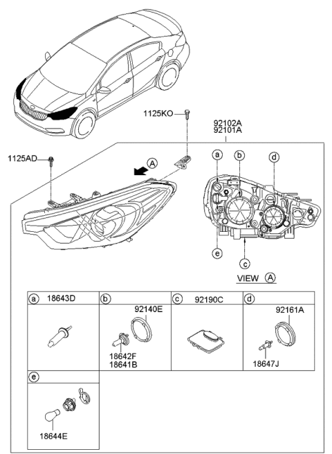 2014 Kia Forte Koup  Bulb Diagram for 1864955009S