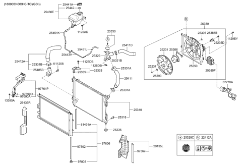 2015 Kia Forte  Radiator Assembly Diagram for 253103X500