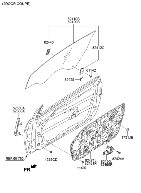 2014 Kia Forte  Panel Assembly-Front Door Module Diagram for 82402A7010
