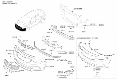 2015 Kia Forte  Radiator Grille Assembly Diagram for 86350A7000