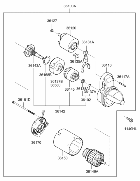 2016 Kia Forte Lever Packing Diagram for 361352E120