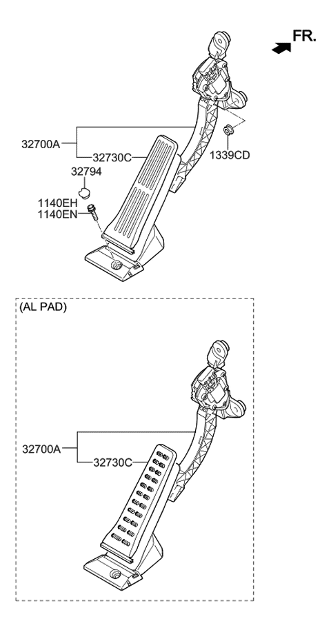 2016 Kia Forte  Pedal Assembly-Accelerator Diagram for 327003X110