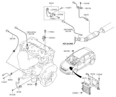 2015 Kia Forte Koup  Condenser Bracket Diagram for 273502E000