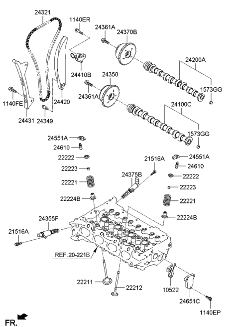 2015 Kia Forte Koup  Camshaft Assembly-Intake Diagram for 241002E000