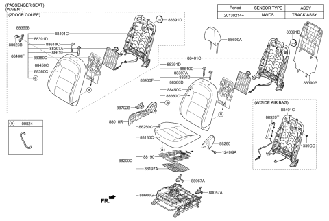 2014 Kia Forte  Cover Assembly-Front Seat Inner Diagram for 88275A7000WK